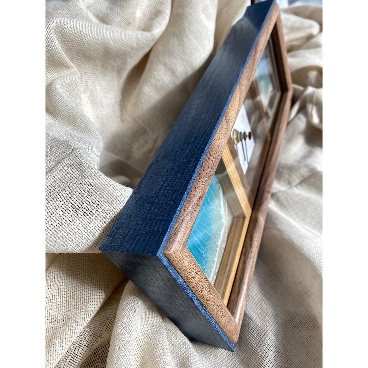 海のレジンアート フォトフレーム 一体型 置き時計 オーシャンアート