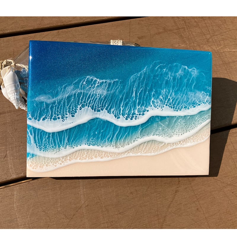 激安の商品 沖縄の海オーシャンレジンアート♪ 30×90木製パネル2 