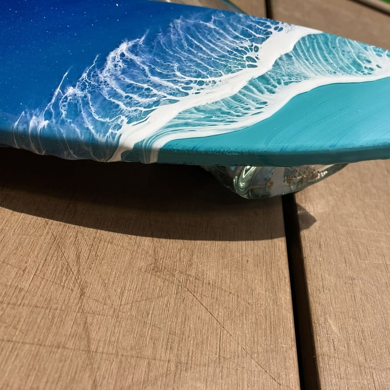レジンアート海(サーフボードテーブル) 海のある暮らし 組み立て式ミニテーブル サーフボード型 花台 海