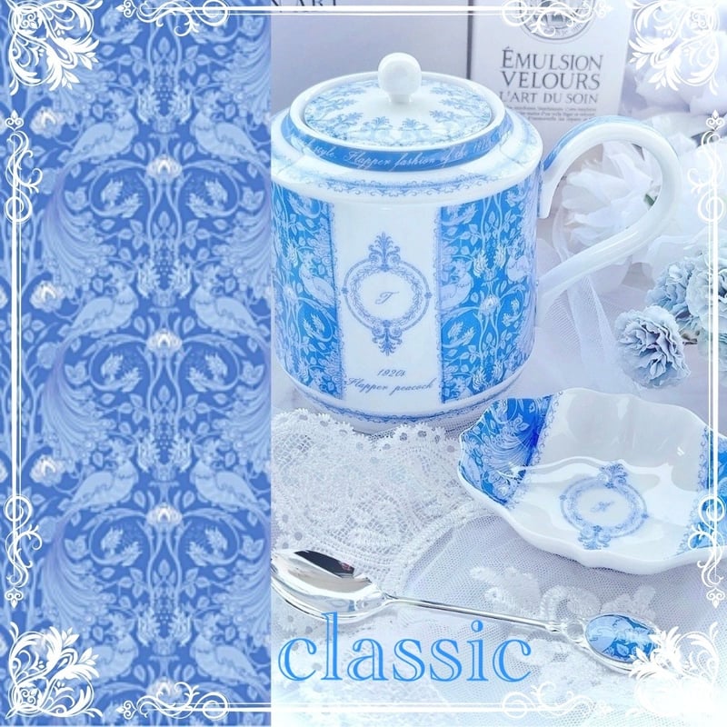 白磁用】孔雀クラシック・ブルー 転写紙 A3 | Christina Reefa