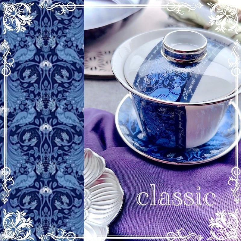 白磁用】孔雀クラシック・ネイビー 転写紙 A3 | Christina Reefa