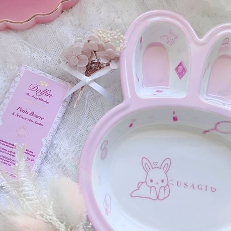 【白磁用】メイクアップうさぎ ピンク A4