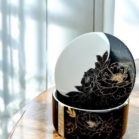 【白磁用】芍薬(しゃくやく)の宵 漆黒 転写紙 A4