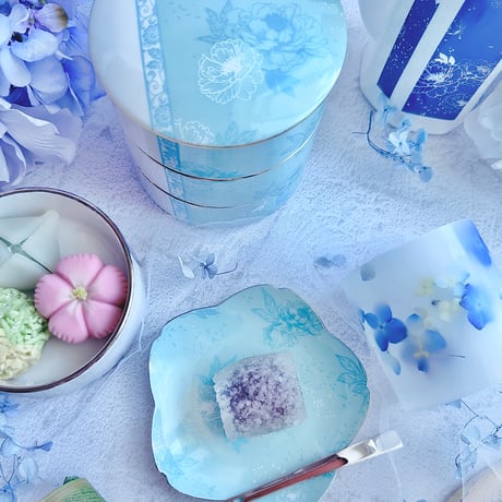 【白磁用】芍薬の宵 転写紙　花緑青・瑠璃紺 2色セット A4