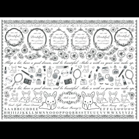 【白磁用】メイクアップうさぎ グレー A4