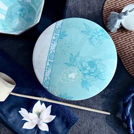 【白磁用】芍薬の宵 転写紙　 花緑青　A4