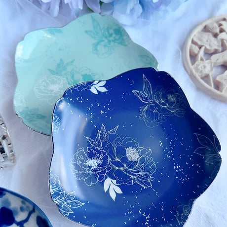 【白磁用】芍薬の宵 転写紙　花緑青・瑠璃紺 2色セット A4