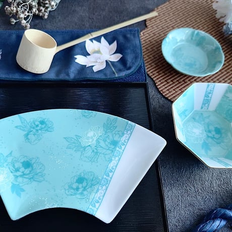 【白磁用】芍薬の宵 転写紙　 花緑青　A4