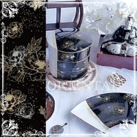 【白磁用】芍薬(しゃくやく)の宵 漆黒 転写紙 A4