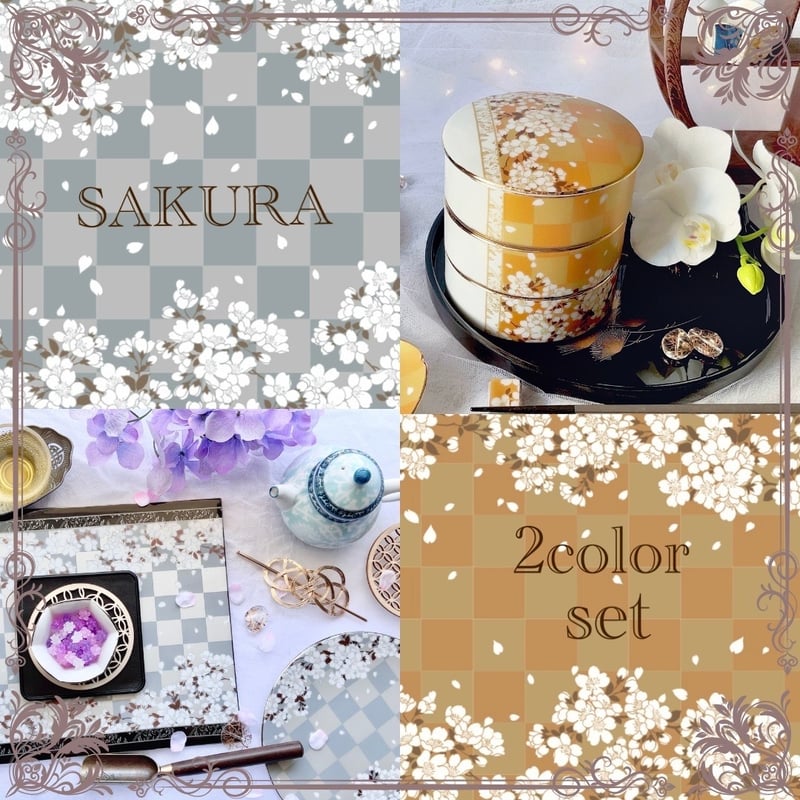 白磁用】櫻の宴 ・ 金箔風＆銀箔風 2色セット A4 （1枚968円) | Christi
