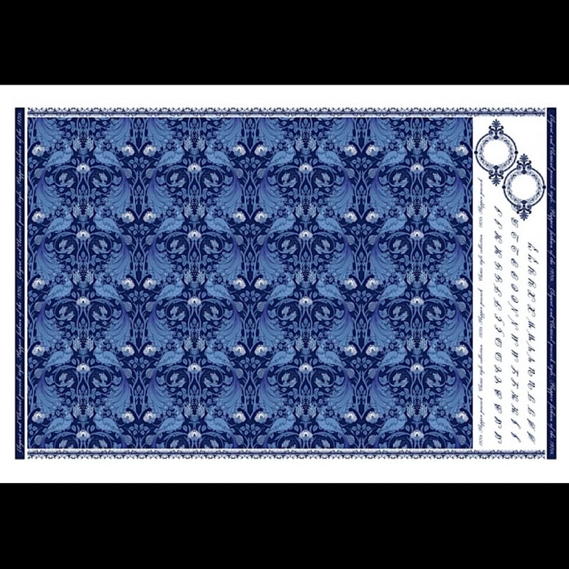 白磁用】孔雀クラシック・ネイビー&ブルー 2色セット（1枚 1,056円) A3