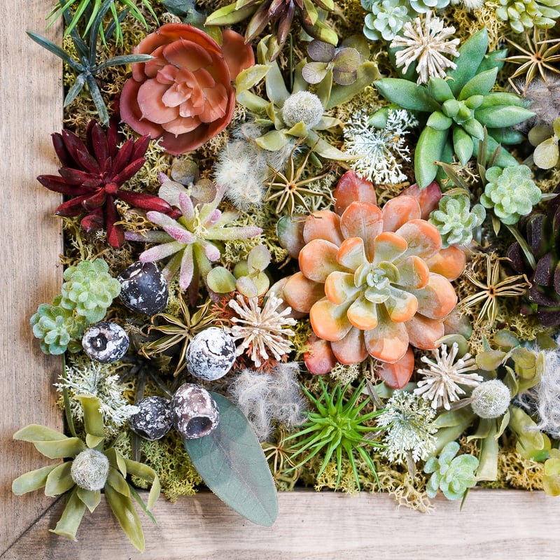 高級造花 ウッドフレーム フェイクグリーン 多肉植物アレンジメント