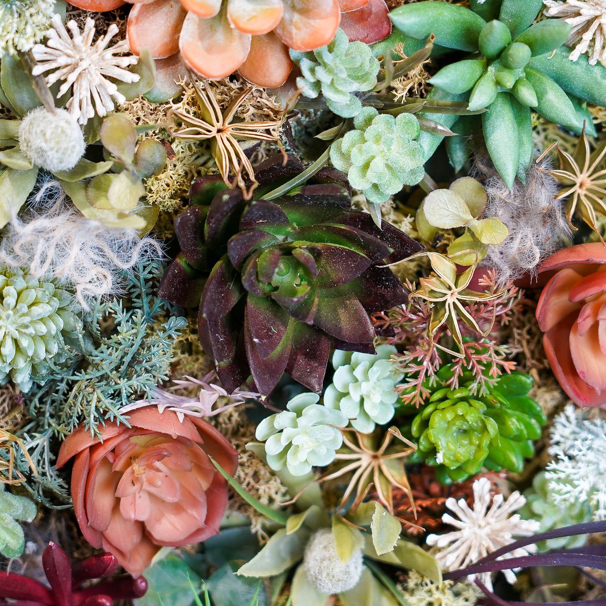 高級造花 ウッドフレーム フェイクグリーン 多肉植物アレンジメント