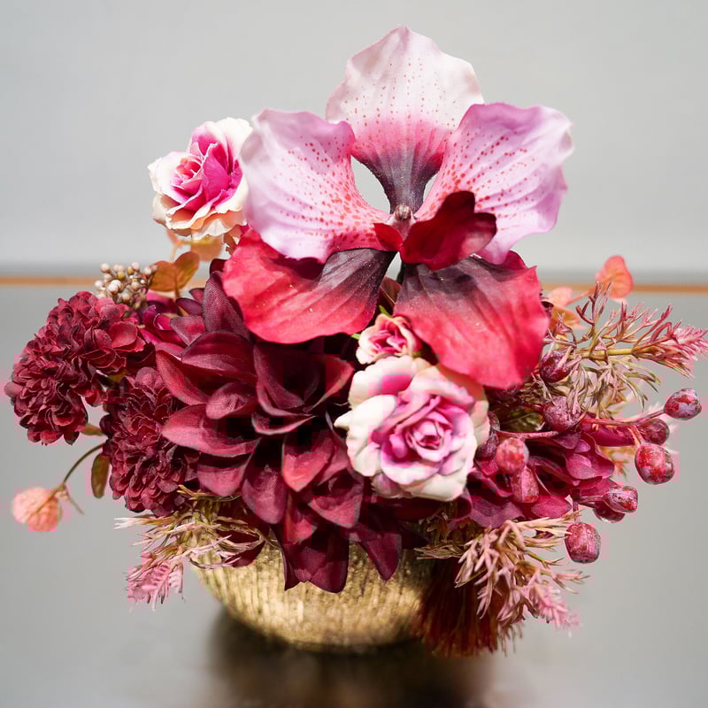 布花 染め花 アートフラワー アンティーク風 特大ブーケ 1点 布花 染め花