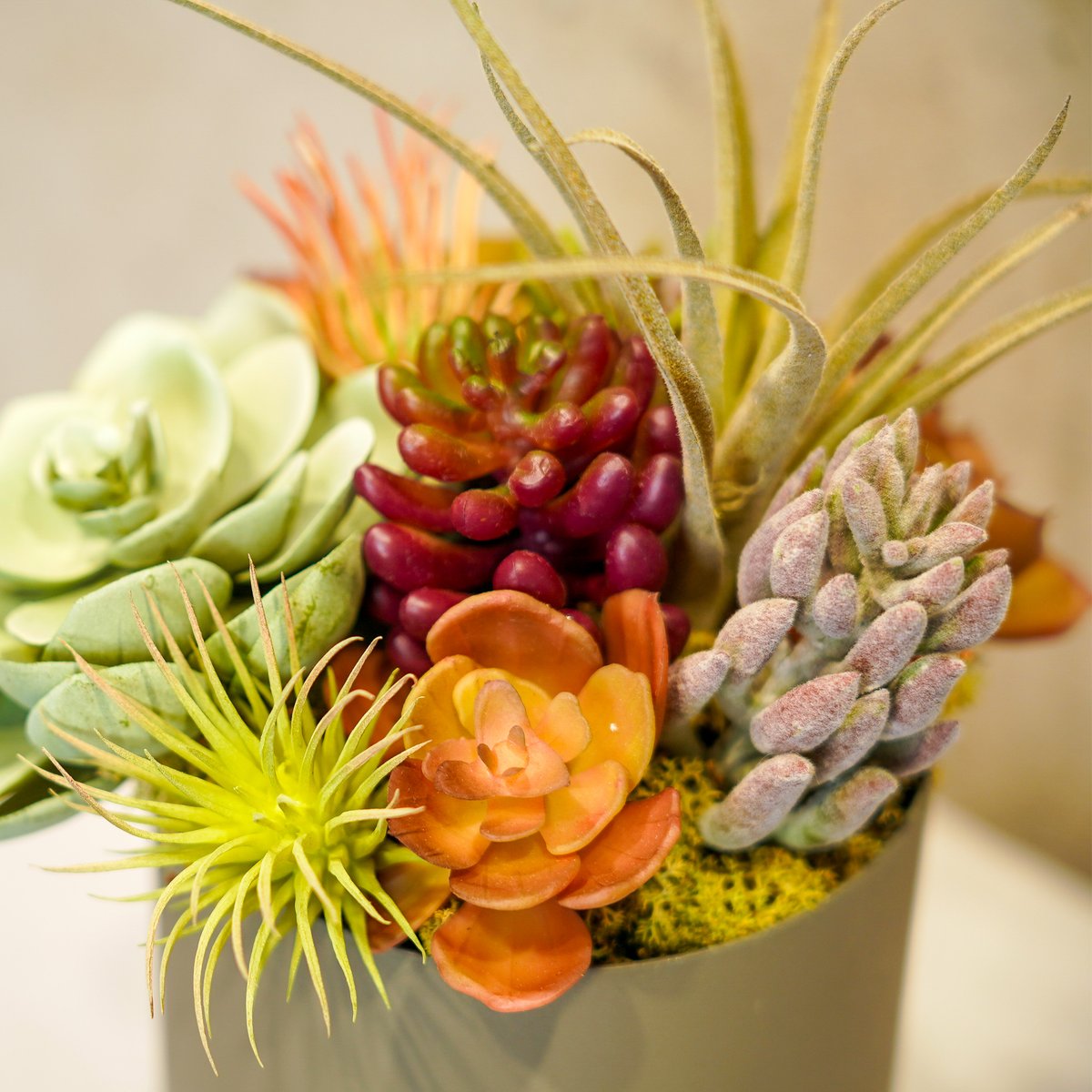 高級造花 フェイクグリーン 多肉寄せ植え アイアン三つ足鉢3〈一点もの