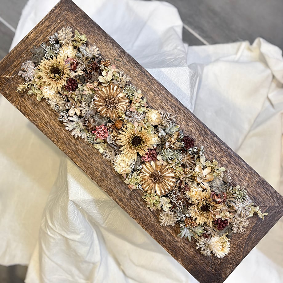 高級 造花 ウッドフレーム チョコレートカラー ミュートアレンジメント