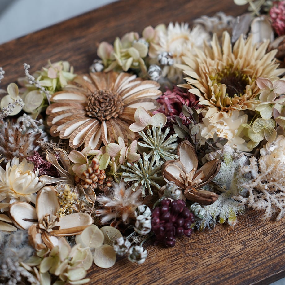 高級 造花 ウッドフレーム チョコレートカラー ミュートアレンジメント