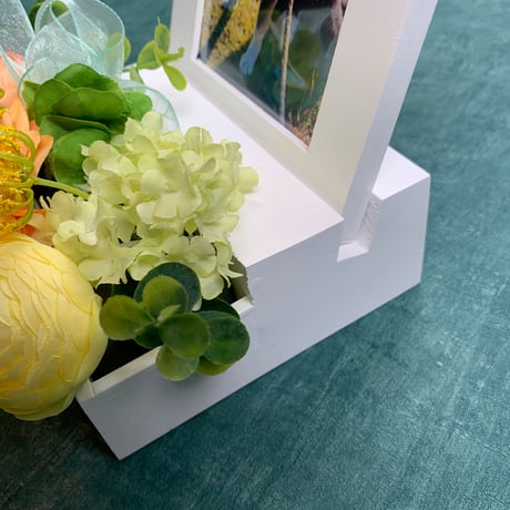 【手作りキット】高級 造花　ペット供養　メモリアルフォトスタンド供花2〈一点もの〉