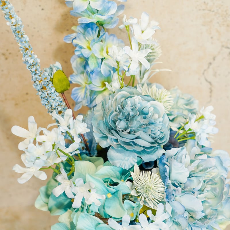 高級 造花 ブルー・ワントーン ヴィンテージ加工鉢〈一点もの〉 | 高級