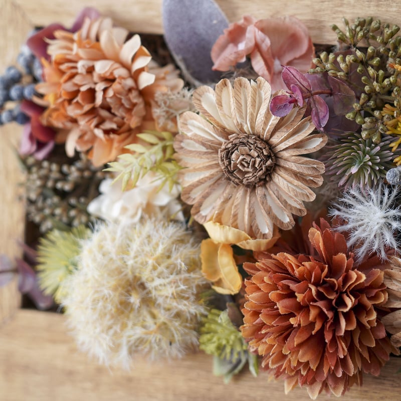造花アレンジメント 木製フレーム付き ドライフラワーアレンジメント