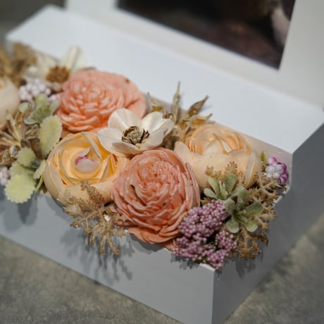 高級 造花　ペット供養　メモリアルフォトスタンド供花4〈一点もの〉
