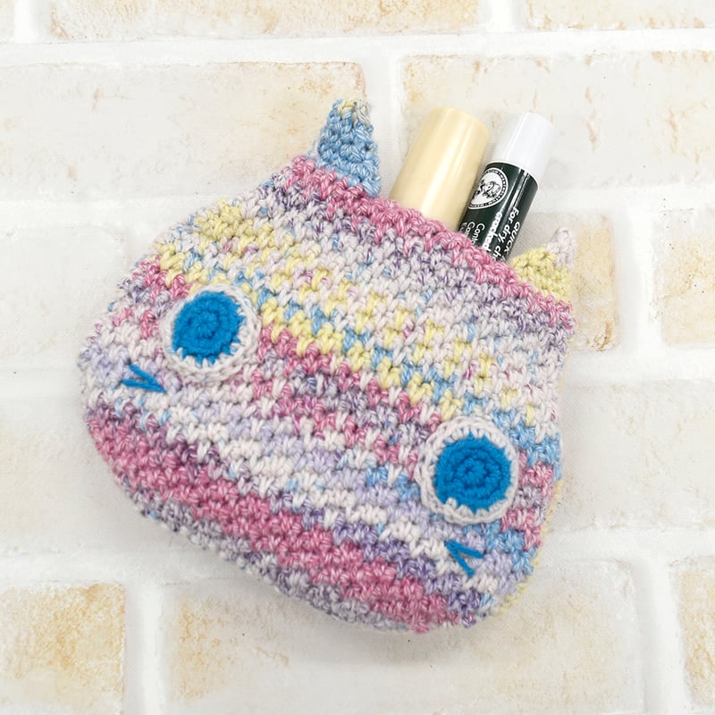 ねこのバネ口ポーチ 編み物キット | WISTERIA 手作りのお店