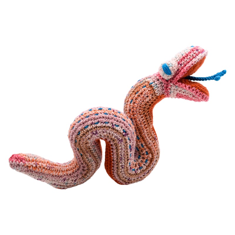 【海外アーティストハンドメイド】　本物毛糸編み物ぬいぐるみ　ヘビ 海外アーティストハンドメイド】 本物毛糸編み物ぬいぐるみ ヘビ