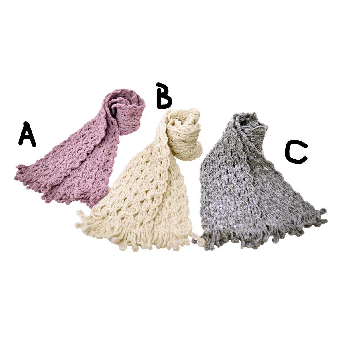 ソフィア3玉で編むくさり編みストールのキット ハンドメイド 手編み 
