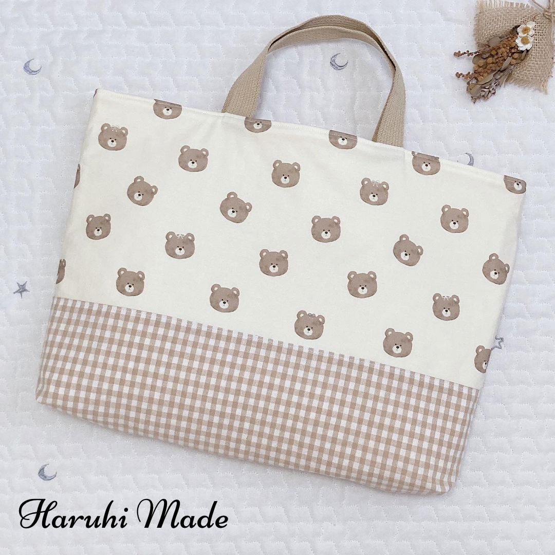 くまフェイスのレッスンバッグ | Haruhi Made