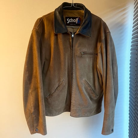schott】希少 デッドストック レザースタジャン 本革 usa製 古着 煩わし