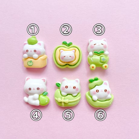 【6個】青りんごねこちゃん【610】