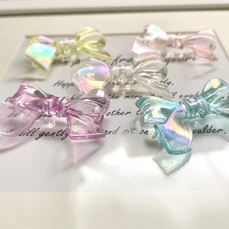 N1218 / カスタムボールペン(オーロラ) 薔薇ビーズ オーロラリボン