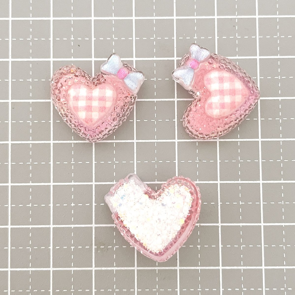 ♡オーダーページ♡【②ハートチェック（きらきら）】 5個】キラキラチェックハート【430】 | Bubwell ～Hand craft～