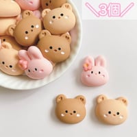 【3個】ハート耳くま＆フラワーうさ