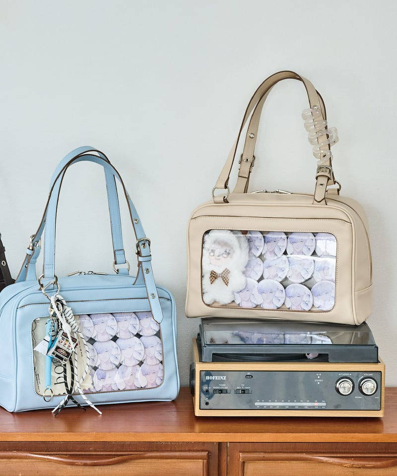 ぱーる　ボストンバッグ　アイボリー、ブルー フラップボストンバッグ（Brown） | MARSLY