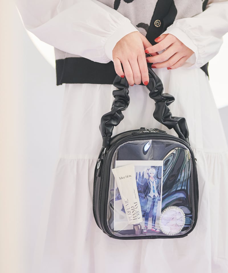 【未使用】MARSLY マーズリー 痛バッグ ブルー ギャザーハンドルバッグ（Black） | MARSLY