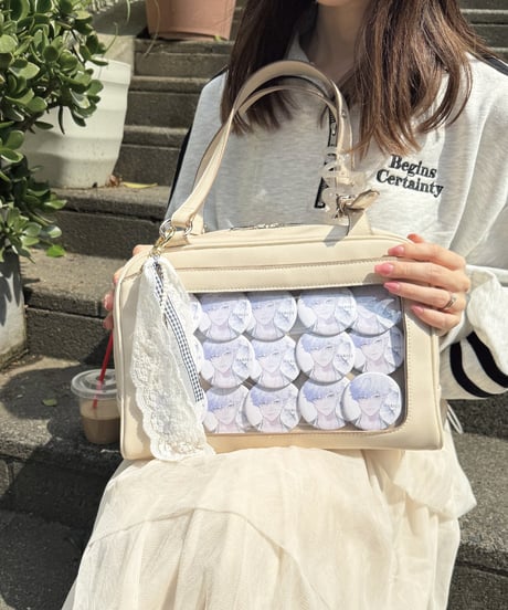 フラップボストンバッグ（Beige）
