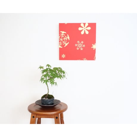 京からかみパネル　「雪華」  赤