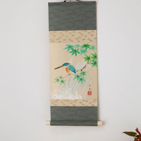 ミニ軸　中谷文魚作画　「川蝉」