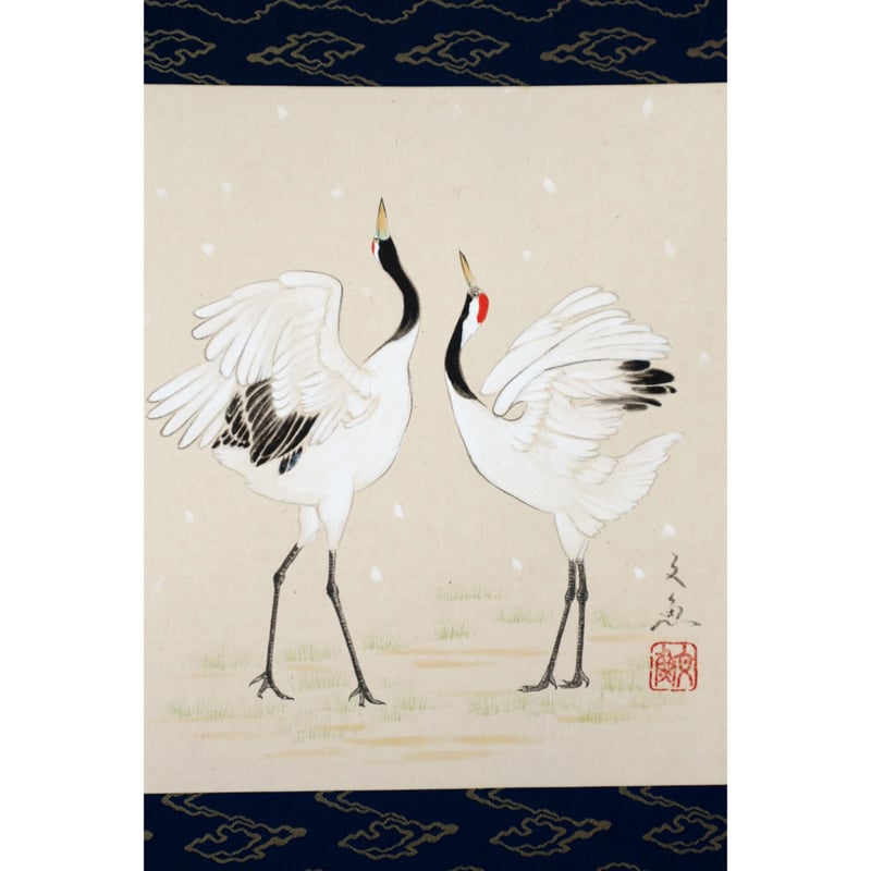 ミニ軸 中谷文魚作画 「雪景鶴」 | くうかんそうしょく 栞