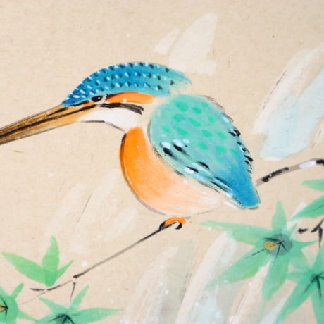 ミニ軸　中谷文魚作画　「川蝉」