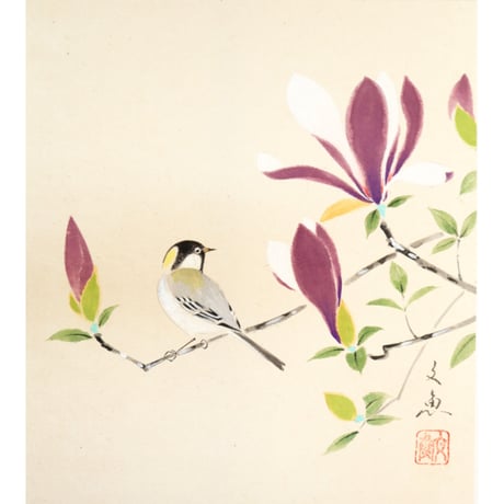 ミニ軸　中谷文魚作画　「木蓮」