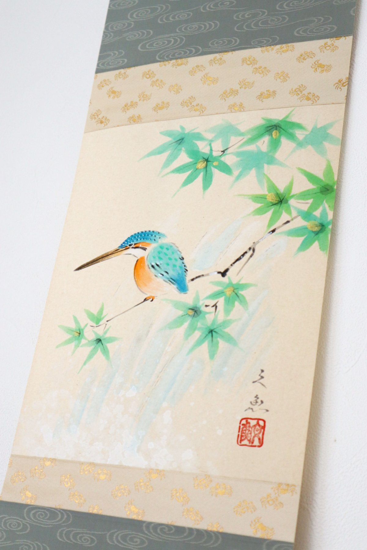 ミニ軸 中谷文魚作画 「川蝉」 | くうかんそうしょく 栞