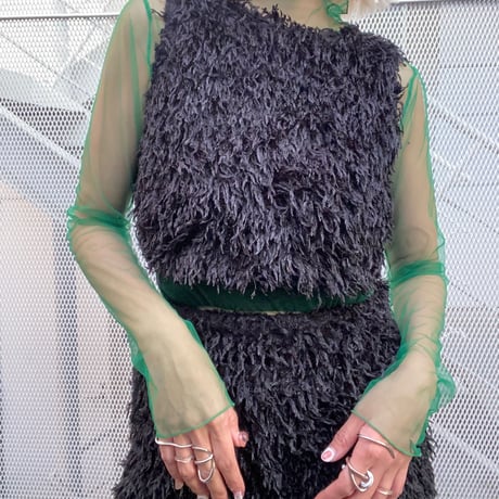 2way eco feather ribbon Vest