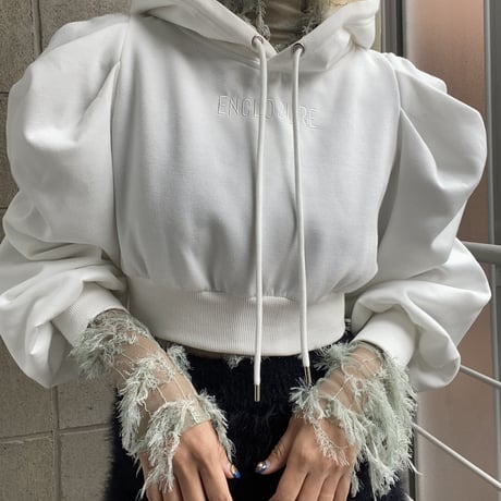 Power shoulder LOGO mini hoodie