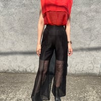 Double square mesh flare pants