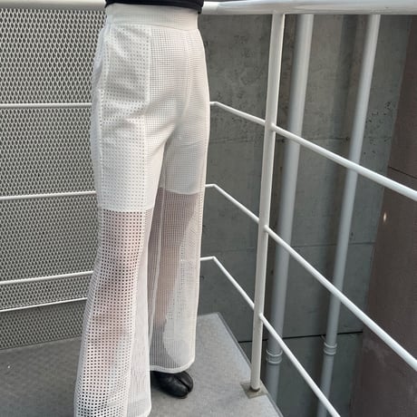 Double square mesh flare pants