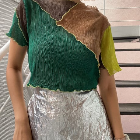 2way multicolor switching sheer blouse