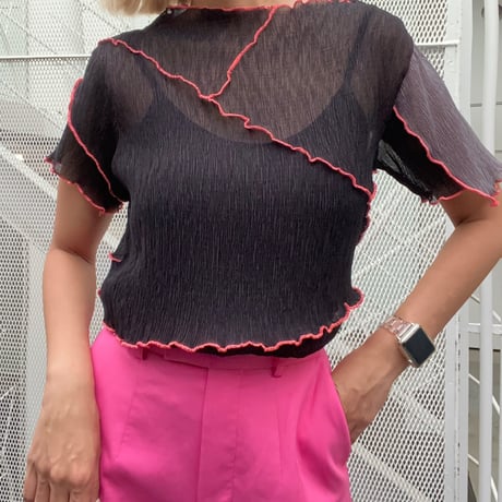 2way multicolor switching sheer blouse
