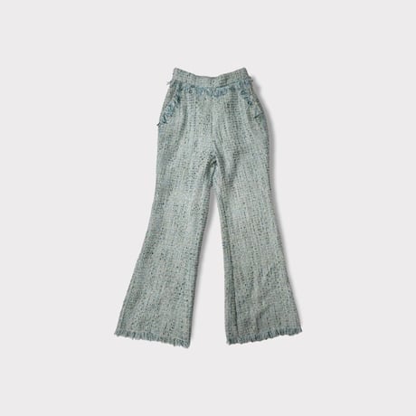 Tweed fringe Wide pants